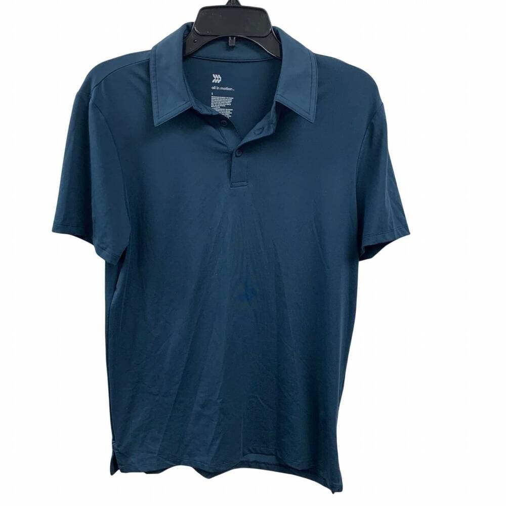 NEW ALL IN MOTION men's moisture wicking no roll collar stretch polo shirt in na